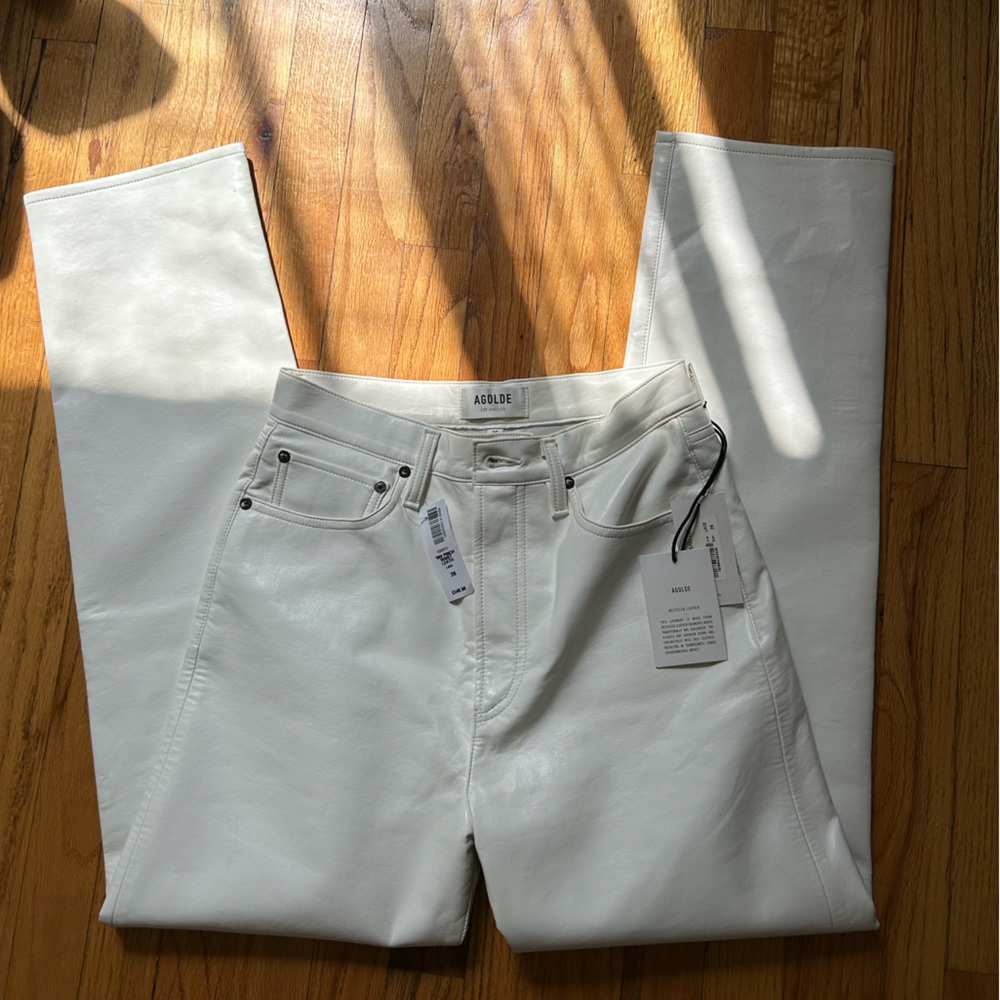 NWT white leather Agolde pants size 26